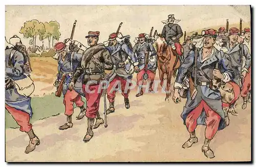 Cartes postales Militaria En manoeuvres La chason de route