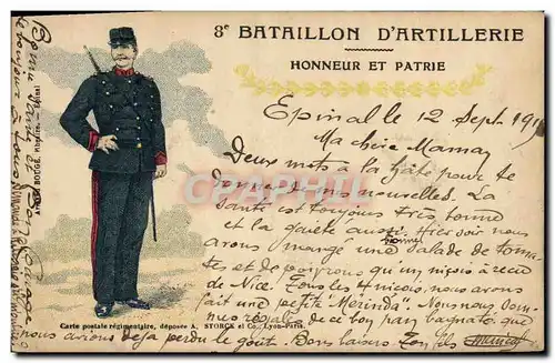 Cartes postales Militaria 8eme Bataillon d&#39artillerie Honneur et Patrie