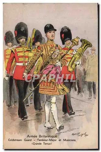 Ansichtskarte AK Militaria Armee britannique Tambour major et musiciens Grande Tenue