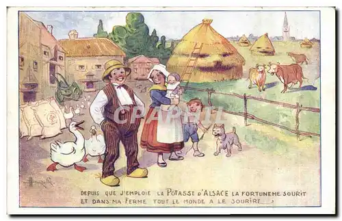 Cartes postales Publicite Potasse d&#39Alsace Vaches Ferme Chien