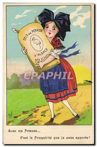 Cartes postales Publicite Potasse d&#39Alsace Cigogne