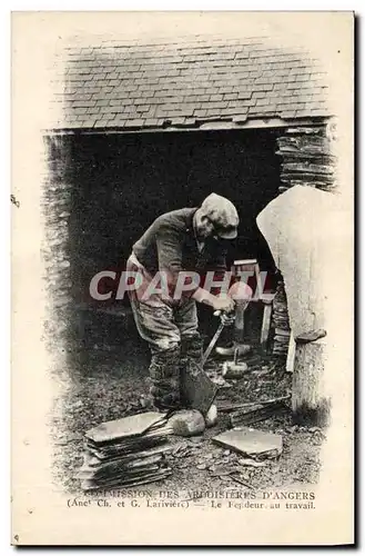 Cartes postales Ardoisieres Commission des ardoisieres d&#39Angers Le fendeur au travail TOP