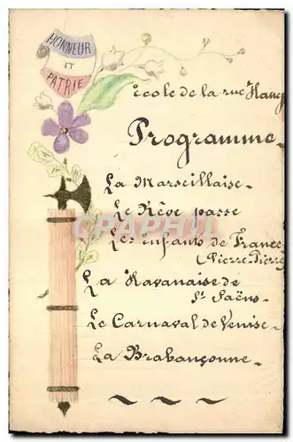 Cartes postales Fantaisie Fleurs Honneur et Patrie (dessin a la main)