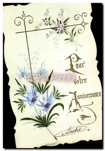 Ansichtskarte AK Fantaisie Fleurs (dessin a la main)