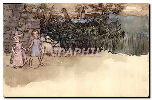 Ansichtskarte AK Fantaisie Enfants (dessin a la main)