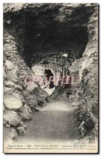 Cartes postales Grotte Grottes Royat les Bains Interieur de la grotte rouge