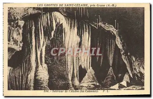 Cartes postales Grotte Grottes de Saint Cezaire pres Grasse Interieur de l&#39alcove Les colonnes