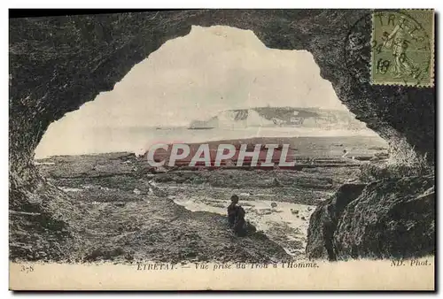 Ansichtskarte AK Grotte Grottes Etretat Vue prise du trou a l&#39homme