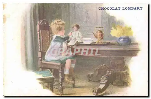 Cartes postales Fantaisie Enfant Poupee Chocolat Lombart