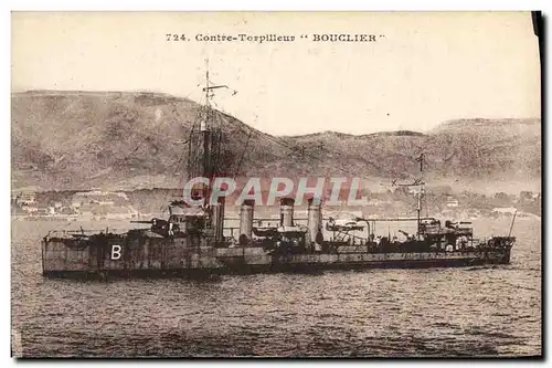 Cartes postales Bateau de Guerre Contre torpilleur Bouclier