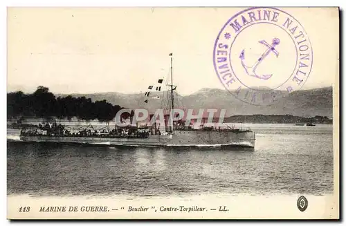 Cartes postales Bateau de Guerre Bouclier Contre torpilleur