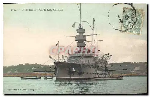 Cartes postales Bateau de Guerre Le Bouvines Garde Cotes Cuirasse