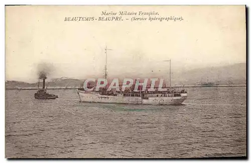 Cartes postales Bateau de Guerre Beautemps Beaupre Service Hydrographique