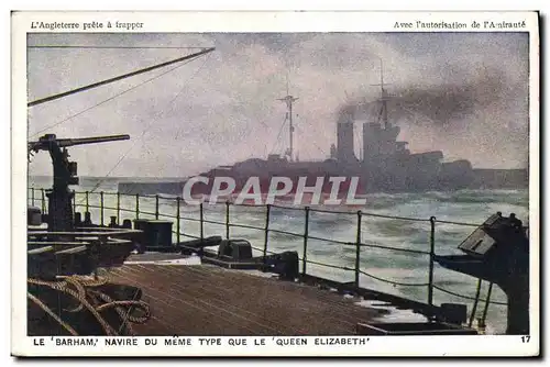 Cartes postales Bateau de Guerre Le Barham navire du meme type que le Queen Elizabeth