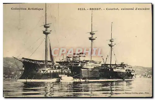 Cartes postales Bateau de Guerre Brest Courbet Cuirasse d'escadre