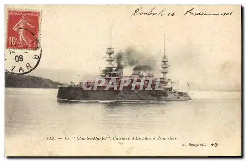 Cartes postales Bateau de Guerre Le Charles Martel Cuirasse d&#39escadre a tourelles