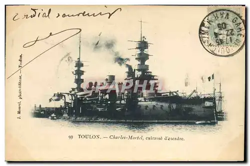 Cartes postales Bateau de Guerre Toulon Charles Martel Cuirasse d'escadre