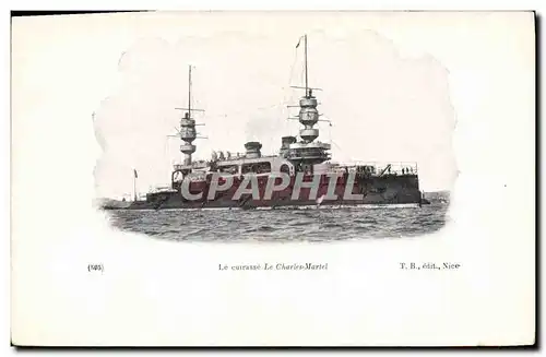 Cartes postales Bateau de Guerre Le cuirasse Charles Martel