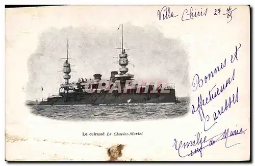Cartes postales Bateau de Guerre Le cuirasse Charles Martel
