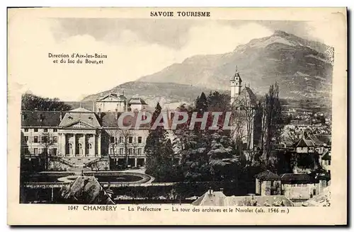 Cartes postales Prefecture Chambery La tour des archives et le Nivolet