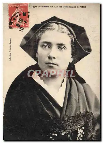 Cartes postales Folklore Type de femme de L'Ile de Sein Etude de tete