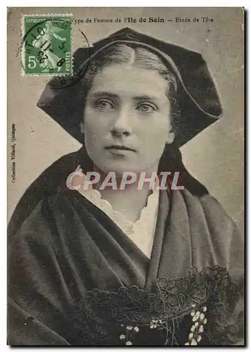Cartes postales Folklore Type de femme de L'Ile de Sein Etude de tete
