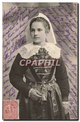 Cartes postales Folklore Femme du Bourg de Batz Etude de la coiffe