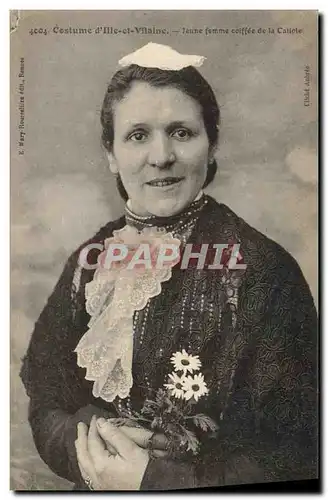 Cartes postales Folklore Jeune femme coiffee de la Catiole Ille et Vilaine