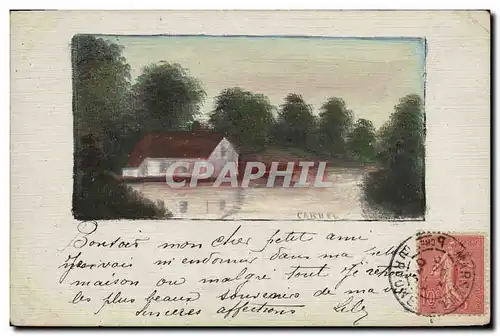 Cartes postales Fantaisie (dessin a la main) Maison Paysage