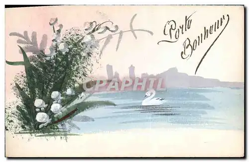 Cartes postales Fantaisie (dessin a la main) Fleurs Cygne