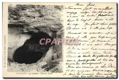 Cartes postales Grotte Grottes Vaucluse Le gouffre Source basse