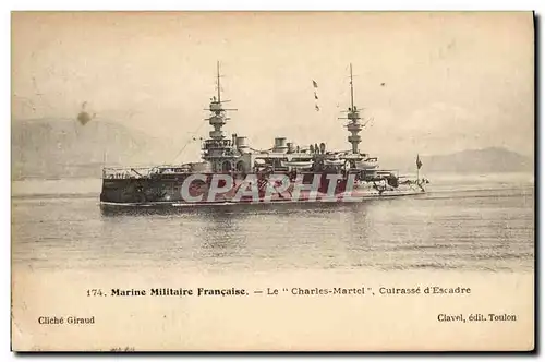 Cartes postales Bateau de Guerre Le Charles Martel Cuirasse d'escadre