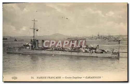 Cartes postales Bateau de Guerre Contre torpilleur Carabinier