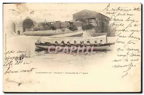Cartes postales Bateau de Guerre Lancement du Carnot Cuirasse de 1er rang