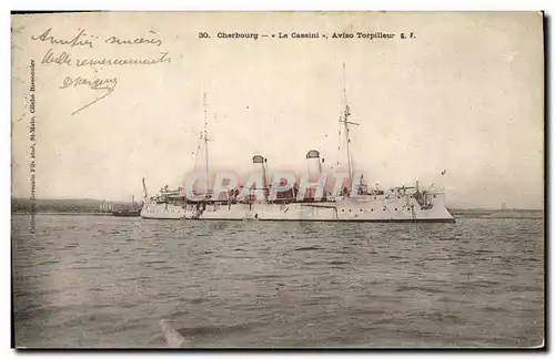 Cartes postales Bateau de Guerre Cherbourg Le Cassini Aviso Torpilleur