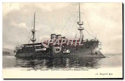 Cartes postales Bateau de Guerre Le Courbet Cuirasse d'escadre a Reduit Central