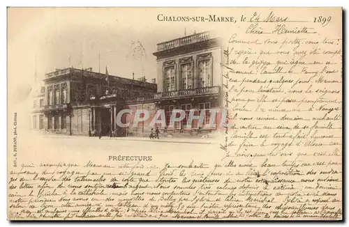 Cartes postales Prefecture Chalons sur Marne Carte 1899