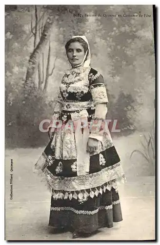 Ansichtskarte AK Folklore Femme de Quimper en costume de fete