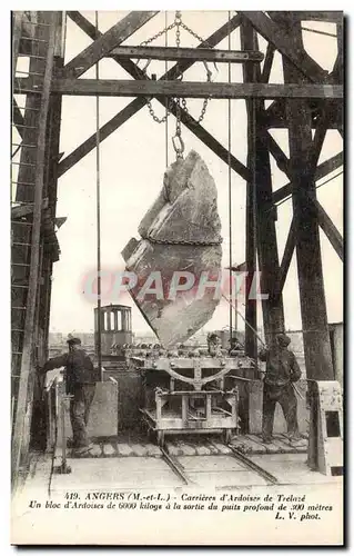 Cartes postales Carrieres Angers Carrieres d'ardoises de Trelaze Un bloc d'ardoises
