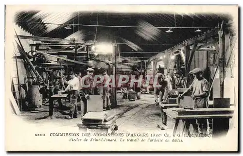 Cartes postales Commission des ardoisieres d'Angers Lariviere Atelier de Saint Leonard Le travail de l'ardoise e