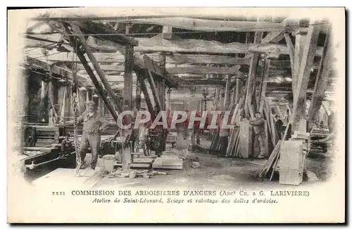 Cartes postales Commission des ardoisieres d'Angers Lariviere Atelier de Saint Leonard Sciage et rabotage des da