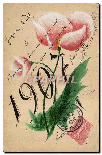 Ansichtskarte AK Fantaisie (dessin a la main) Fleurs Annee 1907