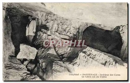 Ansichtskarte AK Grotte Grottes Sassenage Interieur des cuves La cheminee du diable
