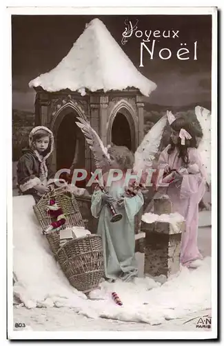 Cartes postales Fantaisie Enfant Poupee Anges Noel