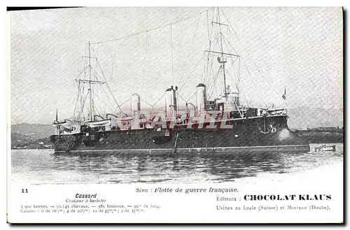 Ansichtskarte AK Bateau de Guerre Cassard Croiseur a barbette