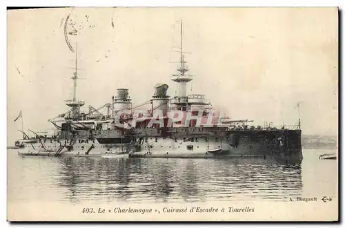 Cartes postales Bateau de Guerre Le Charlemagne Cuirasse d'escadre a tourelles