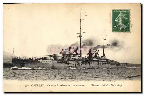 Ansichtskarte AK Bateau de Guerre Courbet Cuirasse a turbines