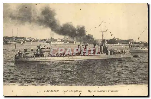 Ansichtskarte AK Bateau de Guerre Cavalier Contre torpilleur