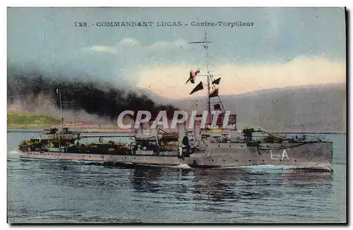Cartes postales Bateau de Guerre Commandant Lucas Contre torpilleur