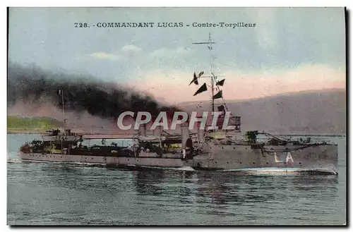 Ansichtskarte AK Bateau de Guerre Commandant Lucas Contre torpilleur